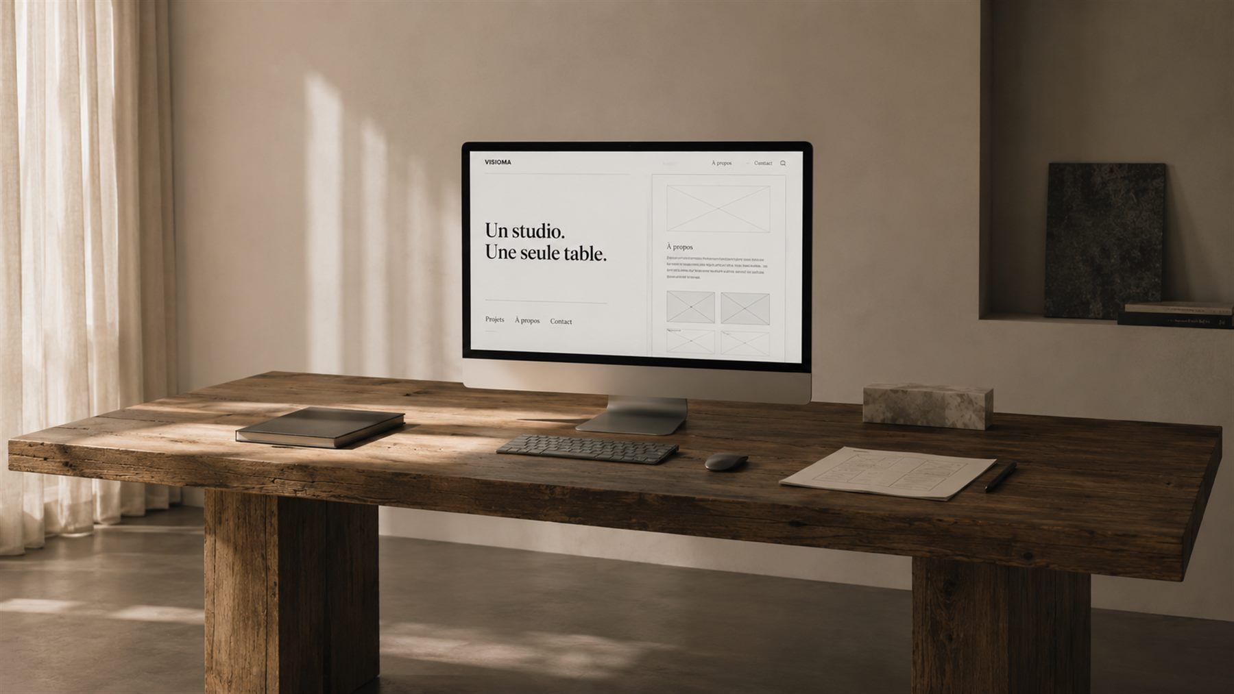 Le studio Visioma — une seule table de travail