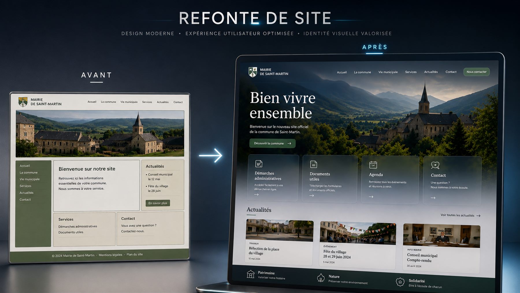 Refonte de site — avant / après